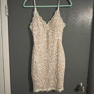 Lace over nude fabric dress